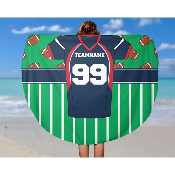 Football Jersey Round Beach Towel - In Use