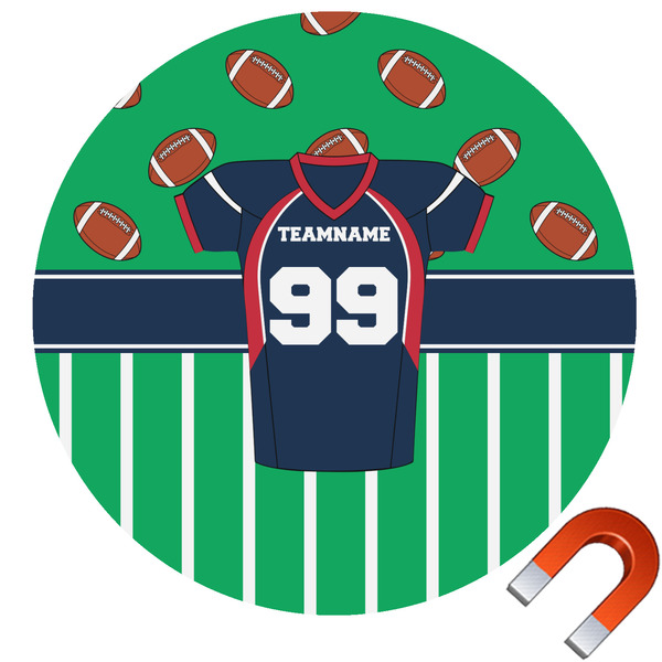 Custom Football Jersey Round Car Magnet - 6" (Personalized)