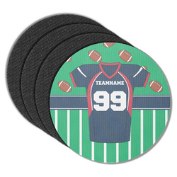 Football Jersey Round Rubber Backed Coasters - Set of 4 (Personalized)