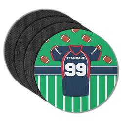 Football Jersey Round Rubber Backed Coasters - Set of 4 (Personalized)