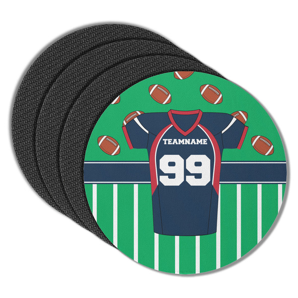 Custom Football Jersey Round Rubber Backed Coasters - Set of 4 (Personalized)