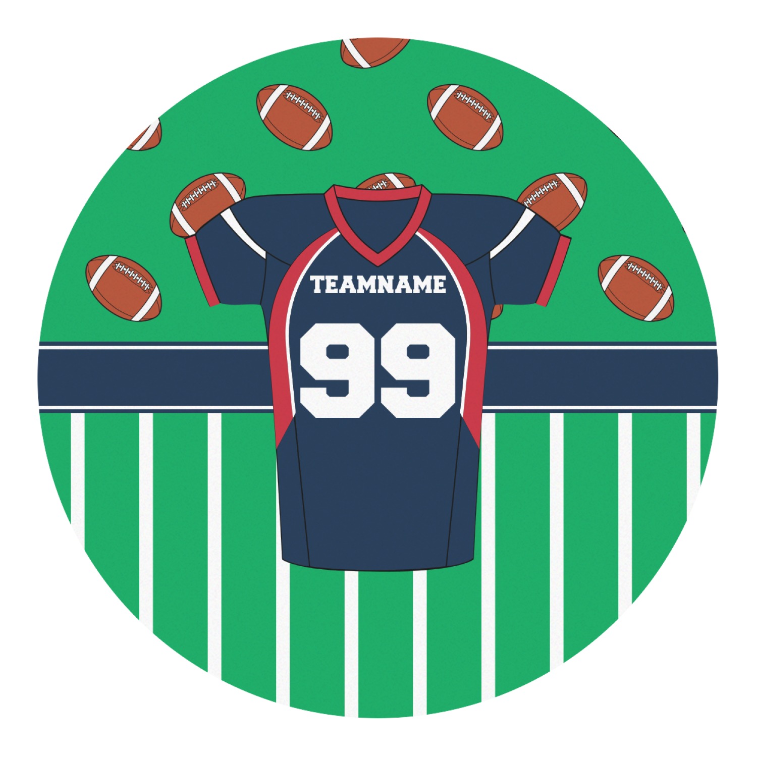 Football Jersey Round Decal Small (Personalized) YouCustomizeIt