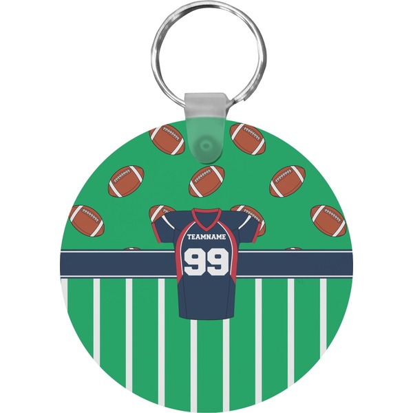 Custom Football Jersey Round Plastic Keychain (Personalized)