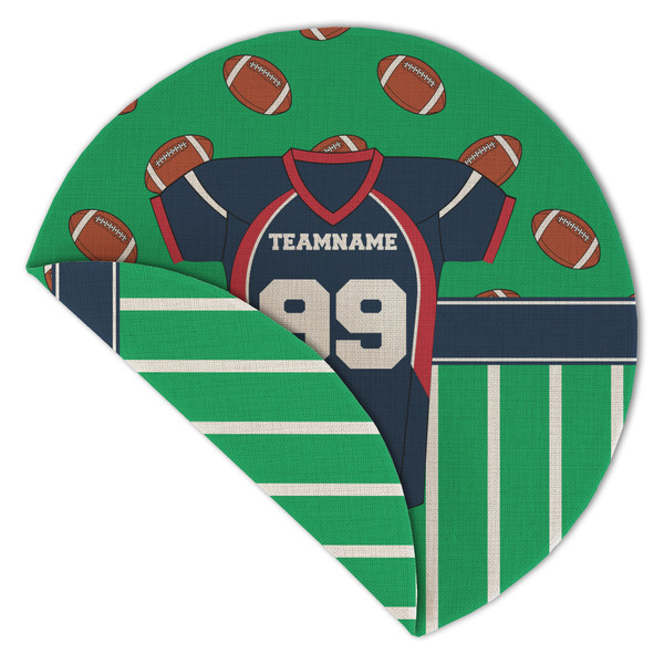 Football Jersey Round Linen Placemats - Front (folded corner double sided)