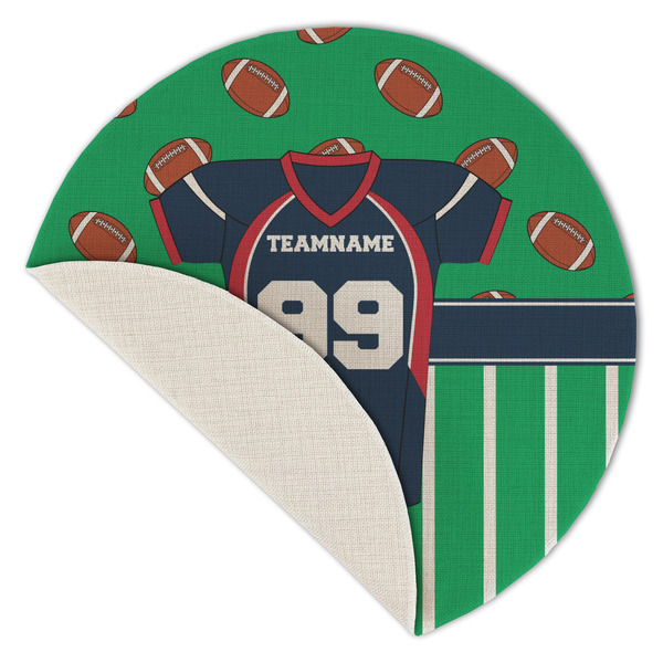 Football Jersey Round Linen Placemats - Front (folded corner single sided)