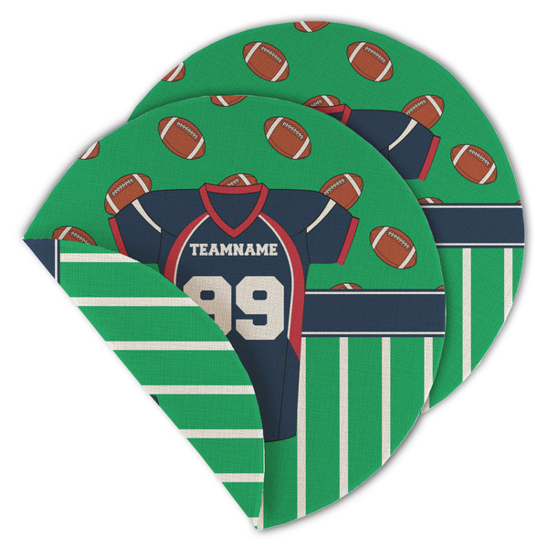 Custom Football Jersey Round Linen Placemat - Double Sided - Set of 4 (Personalized)