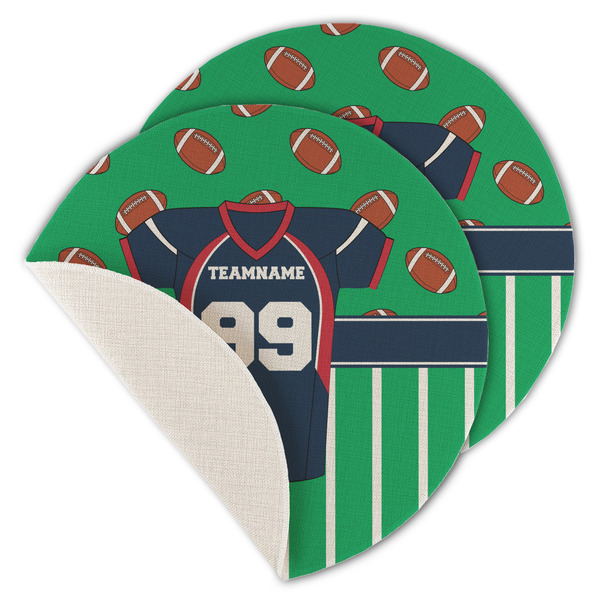 Custom Football Jersey Round Linen Placemat - Single Sided - Set of 4 (Personalized)