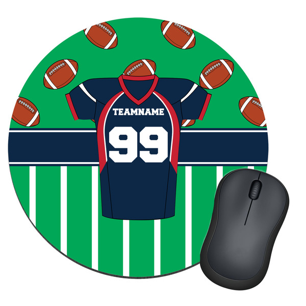 Custom Football Jersey Round Mouse Pad (Personalized)