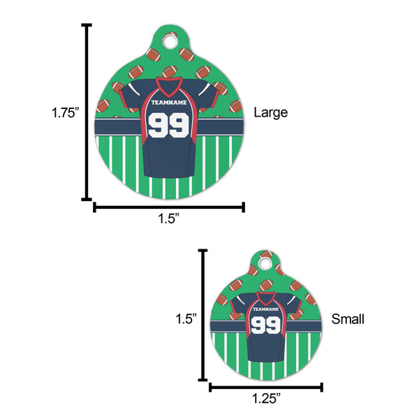 Football Jersey Round Pet ID Tag - Large - Comparison Scale