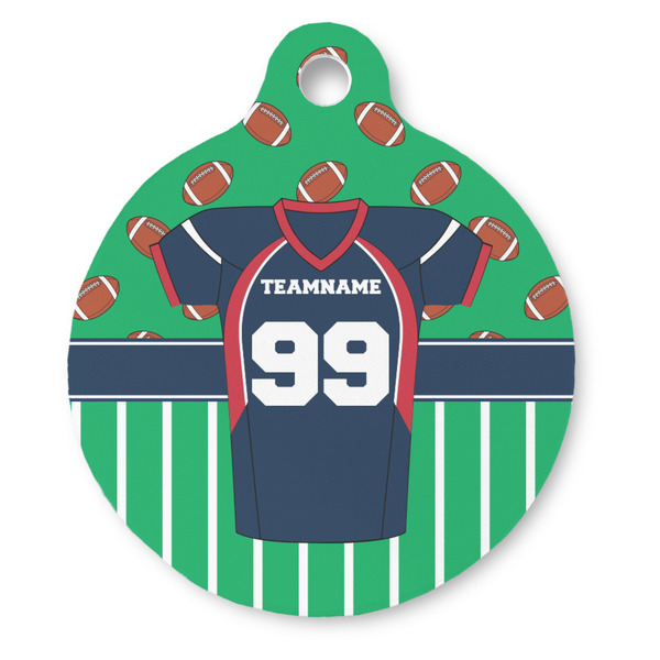 Custom Football Jersey Round Pet ID Tag - Large (Personalized)