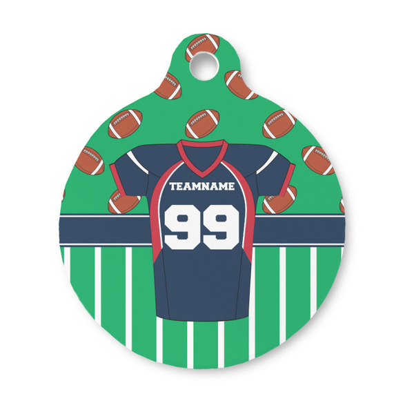 Custom Football Jersey Round Pet ID Tag - Small (Personalized)