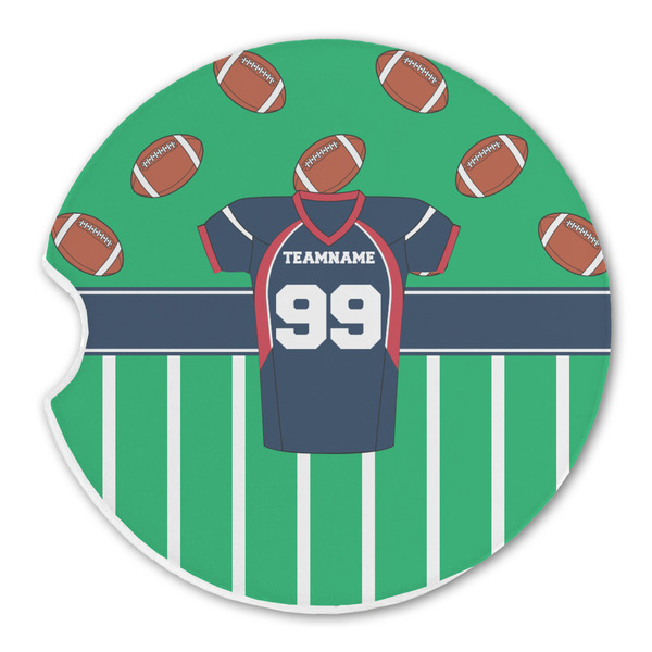 Custom Football Jersey Sandstone Car Coaster - Single (Personalized)