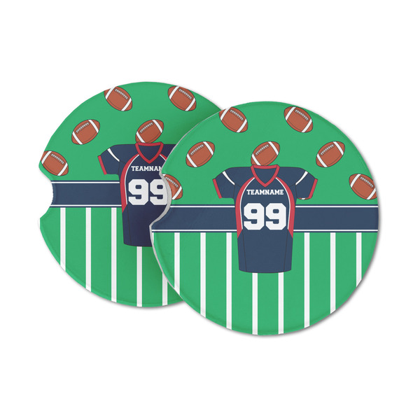 Custom Football Jersey Sandstone Car Coasters - Set of 2 (Personalized)