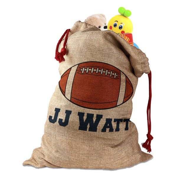 Football Jersey Santa Bag - Front (stuffed w toys) PARENT
