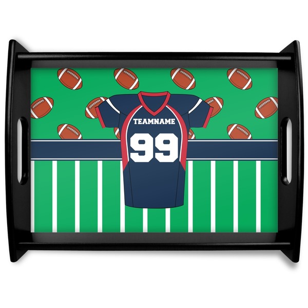 Custom Football Jersey Black Wooden Tray - Large (Personalized)