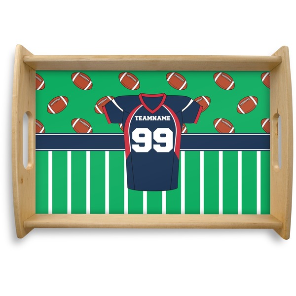 Custom Football Jersey Natural Wooden Tray - Small (Personalized)