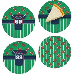 Football Jersey Set of 4 Glass Appetizer / Dessert Plate 8" (Personalized)