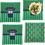 Football Jersey Set of 4 Glass Square Lunch / Dinner Plate 9.5" (Personalized)