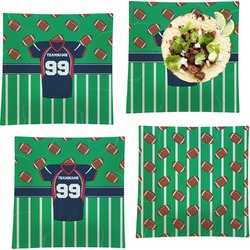 Football Jersey Set of 4 Glass Square Lunch / Dinner Plate 9.5" (Personalized)