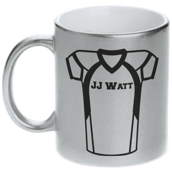 Custom Football Jersey Metallic Silver Mug (Personalized)