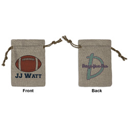 Football Jersey Small Burlap Gift Bag - Front & Back (Personalized)