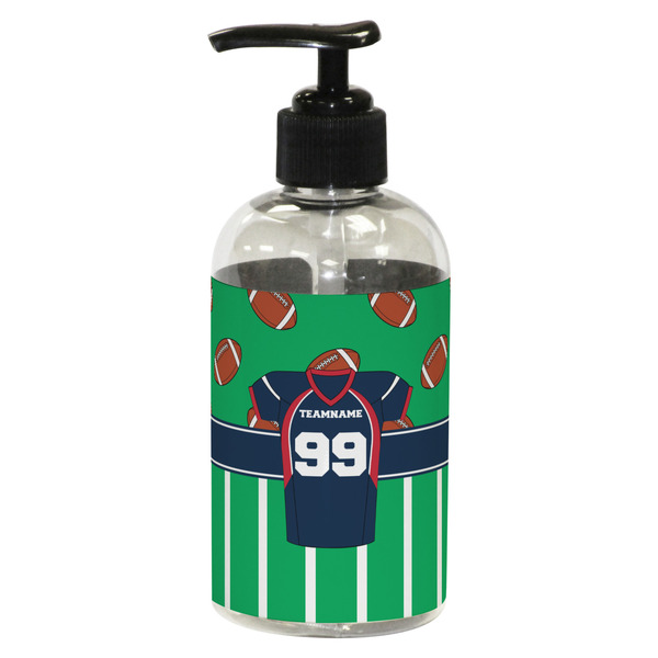 Custom Football Jersey Plastic Soap / Lotion Dispenser (8 oz - Small - Black) (Personalized)