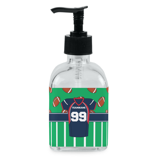 Custom Football Jersey Glass Soap & Lotion Bottle - Single Bottle (Personalized)