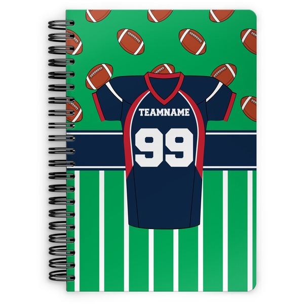 Custom Football Jersey Spiral Notebook - 7x10 w/ Name and Number