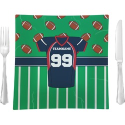 Football Jersey 9.5" Glass Square Lunch / Dinner Plate- Single or Set of 4 (Personalized)