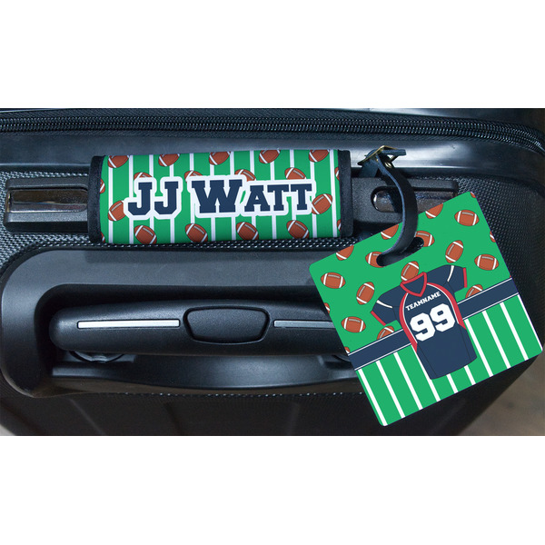 Football Jersey Square Luggage Tag & Handle Wrap - In Context