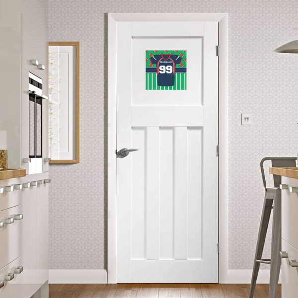 Football Jersey Square Wall Decal on Door