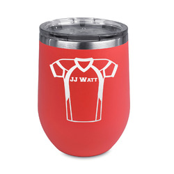 Football Jersey Stemless Stainless Steel Wine Tumbler - Coral - Double Sided (Personalized)