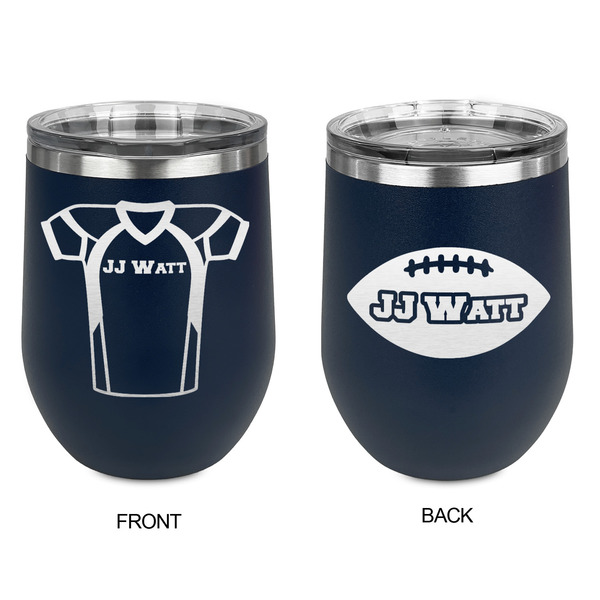 Football Jersey Stainless Wine Tumblers - Navy - Double Sided - Approval