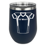 Football Jersey Stemless Stainless Steel Wine Tumbler - Navy - Double Sided (Personalized)