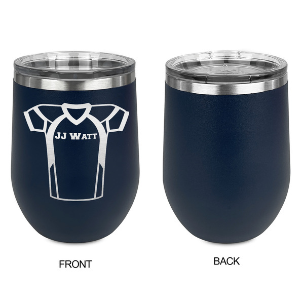 Football Jersey Stainless Wine Tumblers - Navy - Single Sided - Approval