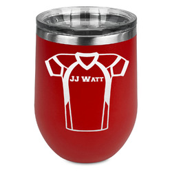 Football Jersey Stemless Stainless Steel Wine Tumbler - Red - Double Sided (Personalized)