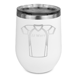 Football Jersey Stemless Stainless Steel Wine Tumbler - White - Double Sided (Personalized)