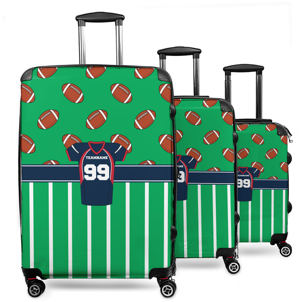 Custom Football Jersey 3 Piece Luggage Set - 20" Carry On, 24" Medium Checked, 28" Large Checked (Personalized)
