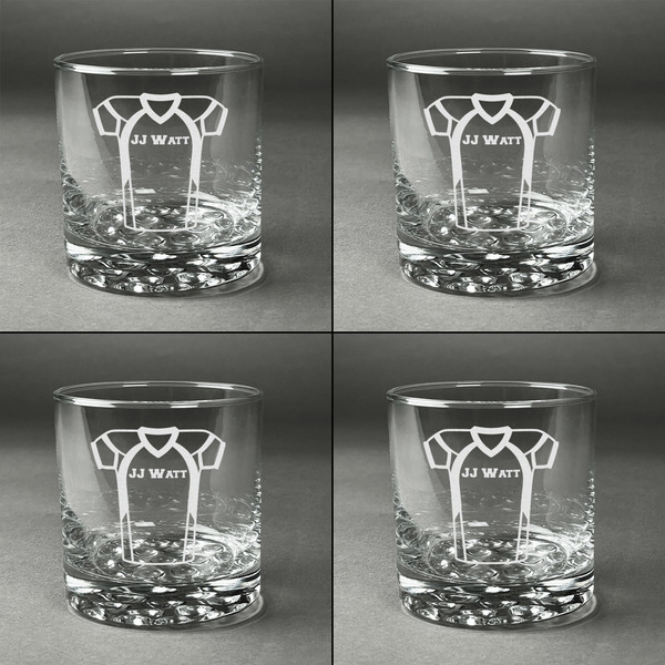 Football Jersey Whiskey Glasses - Set of 4 all Engraved