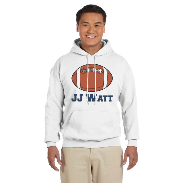 Custom Football Jersey Hoodie - White - Large (Personalized)