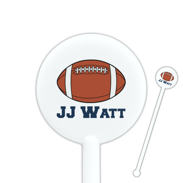 Custom Football Jersey 5.5" Round Plastic Stir Sticks - White - Single Sided (Personalized)