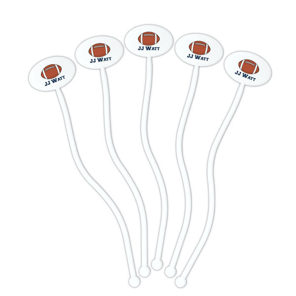 Football Jersey White Plastic 7" Stir Stick - Oval - Fan