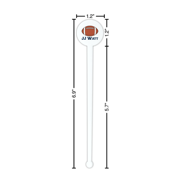 Football Jersey White Plastic 7" Stir Stick - Round - Dimensions
