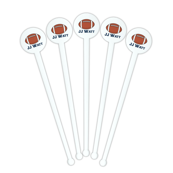 Football Jersey White Plastic 7" Stir Stick - Round - Fan View