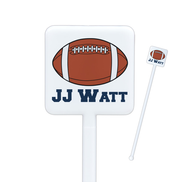 Custom Football Jersey Square Plastic Stir Sticks - Single Sided (Personalized)
