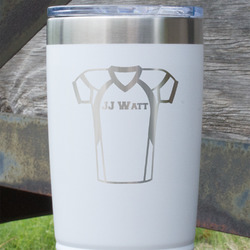 Football Jersey 20 oz Stainless Steel Tumbler - White - Single Sided (Personalized)