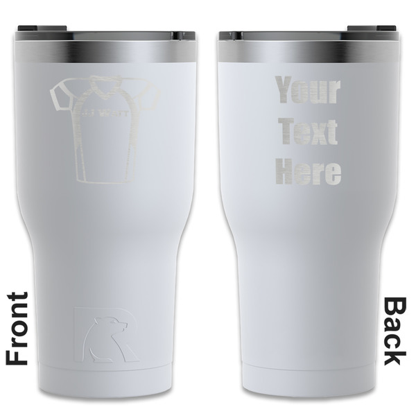 Custom Football Jersey RTIC Tumbler - White - Engraved Front & Back (Personalized)