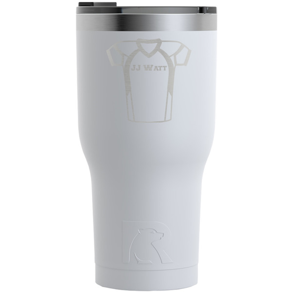 Custom Football Jersey RTIC Tumbler - White - Engraved Front (Personalized)
