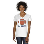Football Jersey Women's V-Neck T-Shirt - White (Personalized)