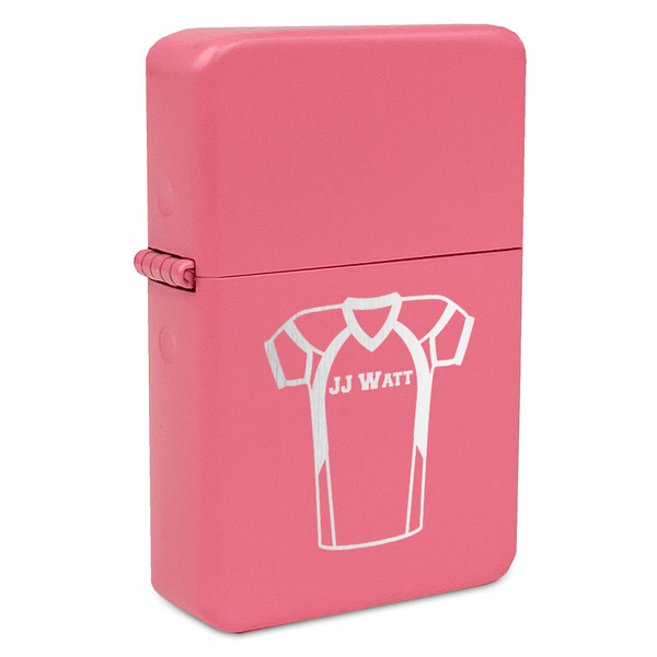 Custom Football Jersey Windproof Lighter - Pink - Double Sided & Lid Engraved (Personalized)